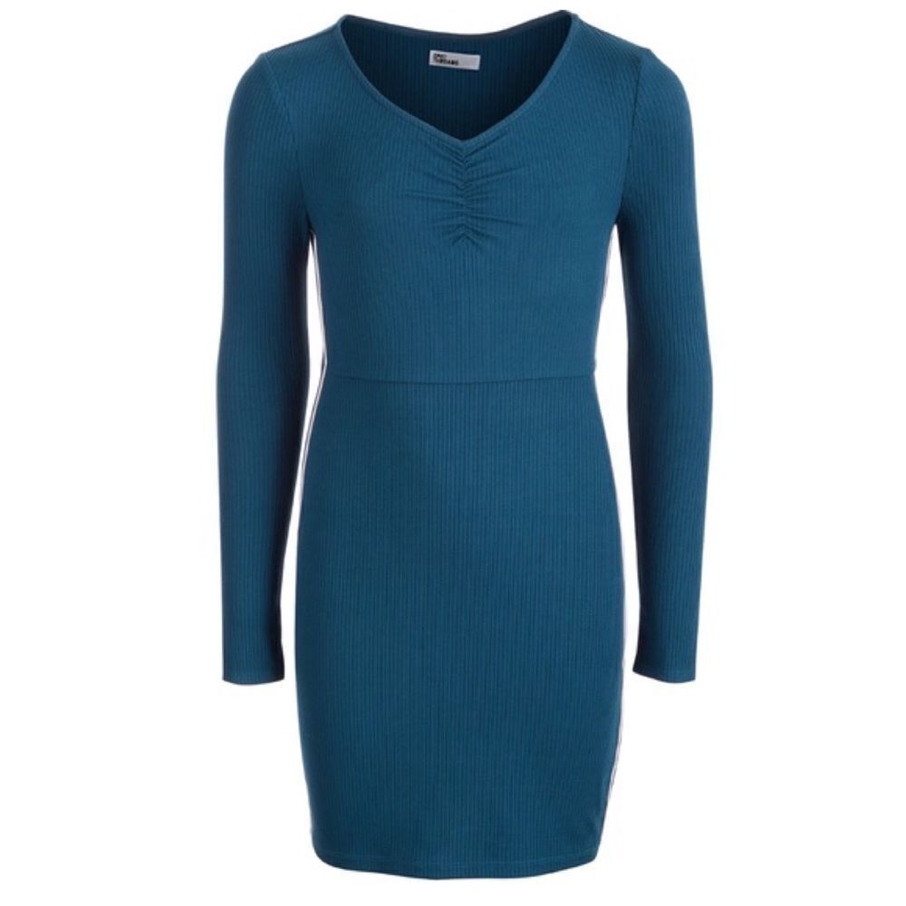 Epic Threads Girls Salem Blue Long Sleeve V-Neck Side Stripe Dress Size XL